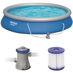 Bestway Aufstellpool Fast Set Pool, Ø 457 X 84cm, Mit Filterpumpe, Rund