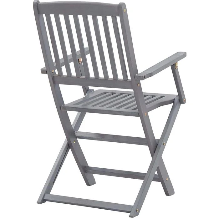 VidaXL Gartenstuhl 46334, Holz, Hochlehner, Grau, Klappbar, 4 Stück 5 VidaXL Gartenstuhl 46334, Holz, Hochlehner, Grau, Klappbar, 4 Stück – Bild 5