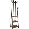 Vasagle Garderobenständer LCR80X, Vintage, Mit 16 Haken, Metall / Holz, Schwarz / Braun