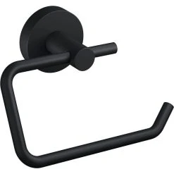 Tesa Toilettenpapierspender Moon Black, 40560, Ohne Bohren, Metall, Für 1 Kleinrolle, Schwarz