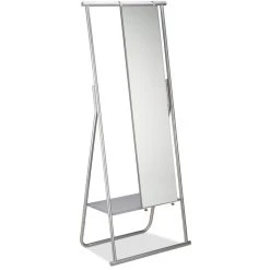 Relaxdays Garderobenständer 10022580, Mit Ablage & Spiegel, Metall, Silber