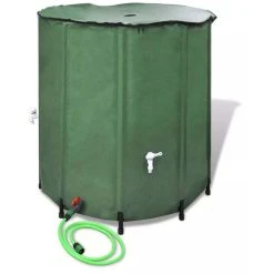 VidaXL Regenwassertank 250 Liter, Faltbar, Rund, Grün, Mit Auslaufhahn Und Deckel