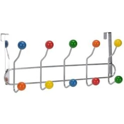 Böttcher-AG Kleiderhaken Für Die Tür, Metall / Kunststoff, Silber / Bunt, 10 Haken