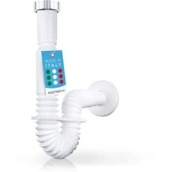 Bächlein Siphon Röhrensiphon, 1 1/4 Zoll, Für Waschbecken, Flexibel, Weiß