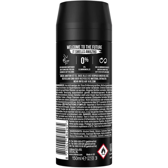 Axe Deodorant Bodyspray Black, 150ml, Für Herren, Ohne Aluminium, Spray 7 Axe Deodorant Bodyspray Black, 150ml, Für Herren, Ohne Aluminium, Spray – Bild 7