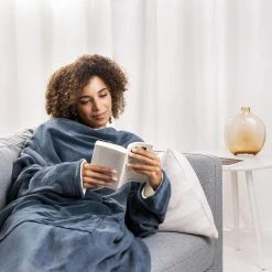 Navaris Heizdecke Snuggy, Mit Ärmeln, Dunkelblau, 9 Temperaturen, Abschaltautomatik, 195 X 125cm -Einhell Verkaufsshop e1af43d53d0d34fe459bd688723c612e223668d4 heizdecke navaris mit aermeln und tasche blaucreme