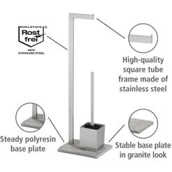 Wenko WC-Garnitur Granit 20604100, Edelstahl / Polyresin, Silber -Einhell Verkaufsshop e44672a18d2d5e9092ea186a25e6766e5c268e4a wc garnitur wenko granit 20604100
