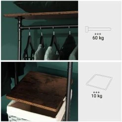 Vasagle Garderobenständer HSR66BX, Vintage, Rollen & 5 Ablagen, Bis 90 Kg, Metall/ Holz, Braun -Einhell Verkaufsshop e60ac10a8b5c83e97099999e634ac0759c2b9af7 garderobenstaender vasagle hsr66bx vintage