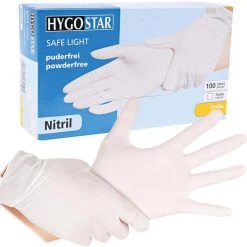 Franz Mensch Franz-Mensch Einmalhandschuhe Safe Light, 27059, Nitril, Puderfrei, Weiß, 100 Stück, Größe M