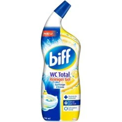 Biff WC-Reiniger WC-Total Spritzige Zitrone, Gel, Mit Selbstaktiver Formel, 750ml