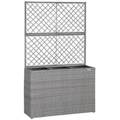 Deuba Pflanzkasten Sichtschutz-Pflanzkübel Grau, 83 X 30,5 X 60 Cm, Polyrattangeflecht, Rankgitter