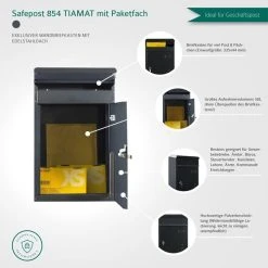SafePost Briefkasten 42656 ScanPro 854 Tiamat, Anthrazit, Aus Stahl, 2 Schlüssel, 36 X 61 X 23cm -Einhell Verkaufsshop eeb999bfc902c656a687dd7264069e0df40e0209 briefkasten safepost 42656 scanpro 854 tiamat