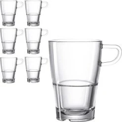 Leonardo Kaffeegläser Senso 024014 Latte Macchiato, Mit Henkel, 350ml, 6 Stück