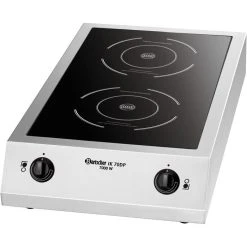 Bartscher Kochplatte IK 70DP, 105737, Induktions-Doppelkochplatte, Silber, 7000 Watt