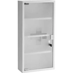 Zeller Verbandschrank 18122 Weiß, Leer, Edelstahl, Glas