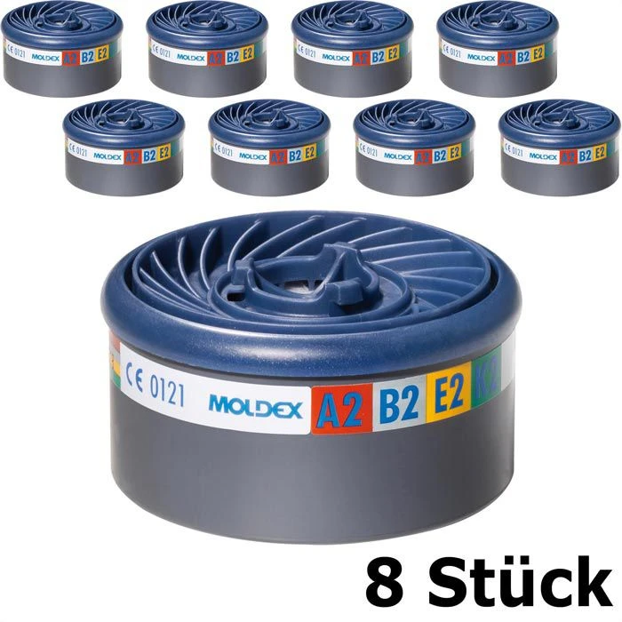 Moldex Ersatzfilter Gasfilter, 9800, 8 Stück, Für Atemschutzmasken 7000 Und 9000 Serie, A2B2E2K2 1 Moldex Ersatzfilter Gasfilter, 9800, 8 Stück, Für Atemschutzmasken 7000 Und 9000 Serie, A2B2E2K2