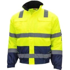 NITRAS Arbeitsjacke Pilotenjacke Motion Tex Viz, Warnschutzjacke, Signalgelb, Wasserdicht, Gr. XXL