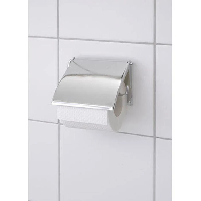 Wenko Toilettenpapierspender Cover 18265100, Metall, Für 1 Kleinrolle, Mit Abdeckung, Silber 2 Wenko Toilettenpapierspender Cover 18265100, Metall, Für 1 Kleinrolle, Mit Abdeckung, Silber – Bild 2